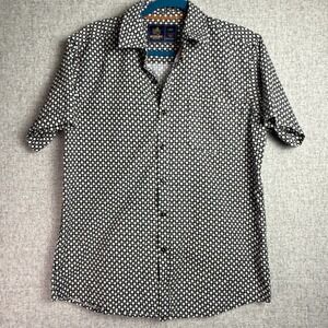 Tiny Skulls Rugby‎ University Button Up Shirt Short Sleeve Black Goth LARGE